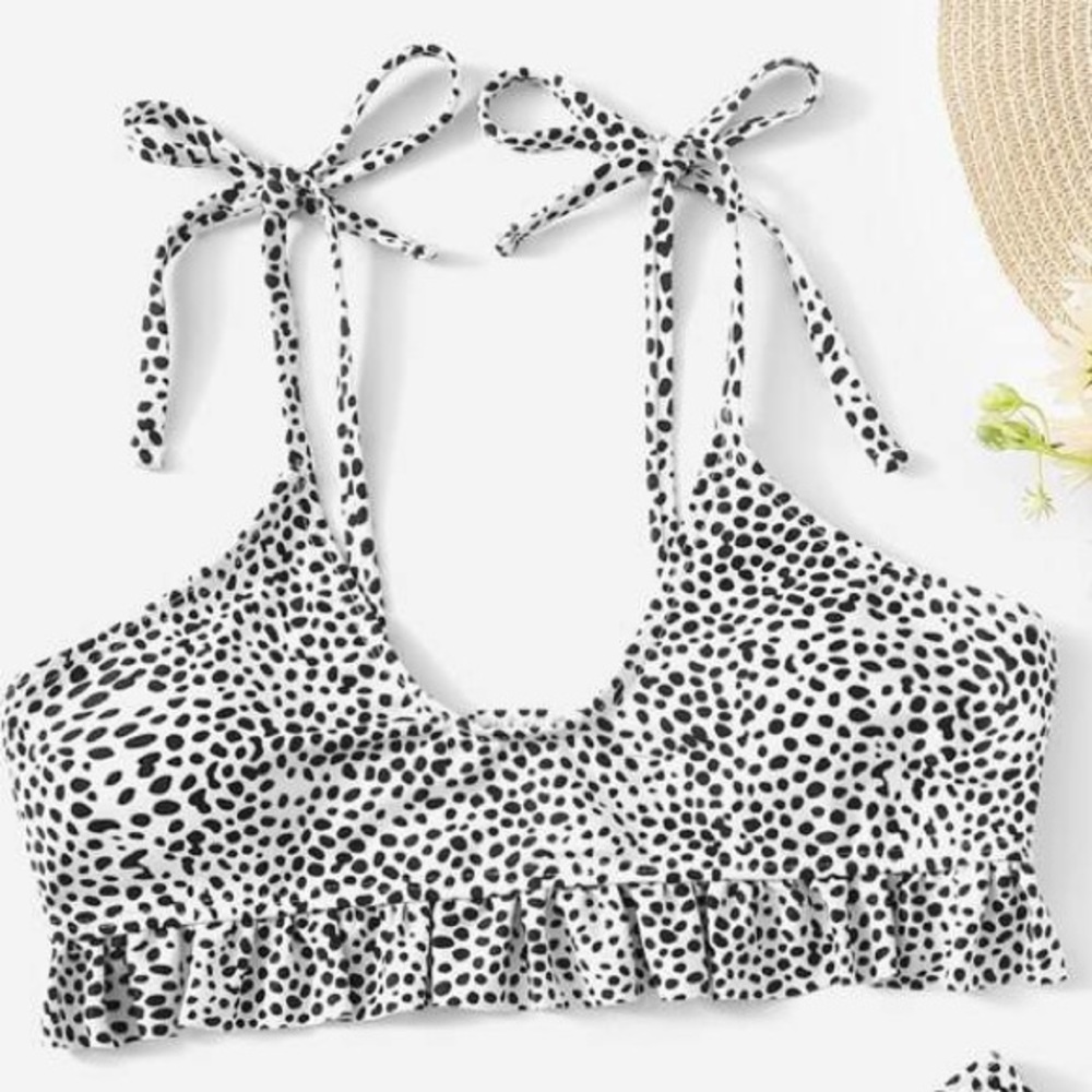 Shein Dalmatian Print Bikini Top